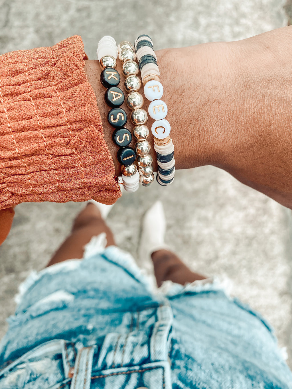 Customized name bracelet stack